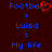Blue pixelated text on dark red background with a red heart symbol replacing the 'l' in Football.