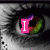 A static image shows a close-up of an eye with colorful iris, overlaid by pink text reading "I" and "LOVE" in separate sections.