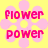 A static contact sheet of three identical animated frames showing a pixelated flower design with pink petals, yellow center, and red text on a bright yellow background.