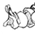 Static grayscale pixel art icon of a stylized character with flowing hair and dynamic pose, rendered in low-resolution 256x256 pixels on white background.