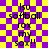 Purple and yellow checkered background with repeated text 'lsu softball rox my sox!!' in black pixelated font, featuring animated starburst effects.