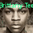 Pixelated grayscale portrait of a person with curly hair, green text overlays reading 'Brittany Teel Bow Wow' and '= Love', and a gray rectangular block on the right.