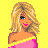 Pixel art contact sheet showing multiple frames of a cartoon woman in pink attire against yellow background with repeated text elements.