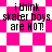 Four identical text-based images arranged in a , each displaying 'i think skater boys are HOT!' over distinct pink and white patterned backgrounds