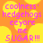 Pixelated text on a yellow and orange background with repeated circular shapes.