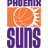 Animated sequence of Phoenix Suns basketball-themed graphics with orange and purple color scheme, featuring multiple basketballs and sunburst patterns.