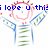 Pixelated cartoon character with pink face and blue arms holds green objects, text reads "i love u the" on left and "much" on right.