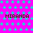A static image with a bright pink background covered in small cyan stars, featuring repeated brown text "MIRANDA"