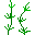 A contact sheet of 10 animated frames showing a green pixelated plant-like icon with branching stems and leafy tips, displayed on a gray background.