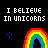 Static image with repeated text and rainbow graphic, featuring animated sparkles in various positions.
