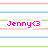 Six -aligned display the text 'Jenny<3' with varying striped backgrounds and animated black heart shapes