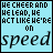 Two side-by-side display identical pixelated text on light blue backgrounds, with the word 'speed' in black on the left and pink on the right