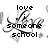 Animated icon with stylized 'Love' script and heart motifs, displaying sequential text overlays on a white background.