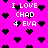 Pixelated pink background with scattered black hearts and repeated white text reading "I LOVE CHAD 4 EVA" in four distinct arrangements.