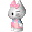 Pixelated Hello Kitty avatar in pink and blue outfit with pink bow, shown from multiple angles including front, side, and back views.
