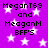 Purple background with white stars and repeated black text reading "MeganT69 and MeaganM BFF'S" in a pattern