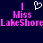 Pixelated text displays 'I Miss LakeShore' in pink with a white heart symbol above the 'I' on a dark blue background.
