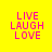 Four identical yellow backgrounds with pink text 'LIVE LAUGH LOVE' and a single horizontal pink bar covering one word per frame.