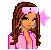 Pixel art contact sheet showing a cheerleader character in pink outfit with stars and text "Cheer Chick" across four frames.