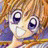 A 48x48 pixel buddy icon featuring a split composition with an anime-style character on the left and text elements on the right against a black background.