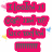 Pixelated pink text blocks with dark gray lettering on white background, featuring partial phrases and a musical staff-like line.