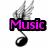 Pixelated icon with musical note, wings, 'Music' text, and a character saying 'Can Touch You' over music notes.