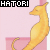 identical golden seahorse icons with pink rectangular backgrounds, each labeled 'HATORI' in black text on red banners