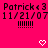 Pixelated text and symbols on a bright pink background with two white heart icons at the bottom.