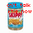 Animated sequence of a Skippy peanut butter jar with red pixelated text overlays changing across frames.