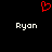 Red pixelated heart symbol above two white 'Ryon' text labels on black background.