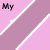 Animated sequence of pink and purple with white diagonal stripes displaying evolving text about an imaginary friend's thoughts