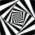 Black-and-white striped spiral pattern with alternating dark and light bands forming a rotating optical illusion effect.