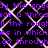 Purple text on black background with pink pattern, repeating phrases and partial words in pixelated font