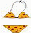 Pixelated bikini with yellow polka dots and silver straps, showing sequential text changes above it.