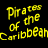 Animated sequence showing multiple pixelated character portraits from Pirates of the Caribbean with yellow text on black background.