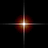 Two circular light sources with radial color gradients on black background, each intersected by white crosshairs.