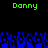 Green text 'Danny' appears twice at the top of a black background, with blue pixelated shapes below.