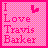 pink square icons with "I Love Travis Barker" text and a heart symbol, each icon displaying different color variations in the text and heart