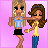 Pixel art animation of two female characters on a pink background, with text changing from "I DON'T WRESTLE" to "I BEAT BITCHES UP".