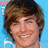 A pixelated image shows a person with brown hair against a light blue background, with cyan text reading "I LOVE ZAC EFRON" on the right side.