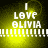 Yellow gradient background with white text reading "I LOVE OLIVIA" and a of exclamation marks below, displayed in four sections