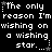 Black background with white pixelated text repeating 'The only reason I'm wishing on a wishing star...' and small stars at the corners.