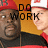Pixelated image of a person wearing a red cap and dark clothing with 'DO WORK' text overlaid on an orange background.
