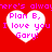 Red background with four white heart shapes containing pink text reading 'Plan B, I love you Gary!' and repeating purple text above each heart.