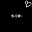 Pixelated white heart symbol above two identical 'som' text blocks on black background.
