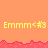 Pixelated orange background with yellow text 'Emmm<#3' repeated across top and bottom sections, separated by a pink jagged border.