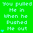 Green background with repeated white text "You pulled Me in When he Pushed Me out" and blue heart symbols, some frames show additional hearts.