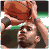 Animated contact sheet of a basketball player shooting, with text variations and motion frames showing facial expression changes and ball position shifts across 9 sampled frames.