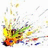 Animated icon with a colorful explosion background and changing text overlays in blue and pink boxes.