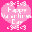 Two identical pink heart-shaped icons with white text and symbols on a bright pink background, each displaying 'Happy Valentines Day' and '<3<3<3' symbols.